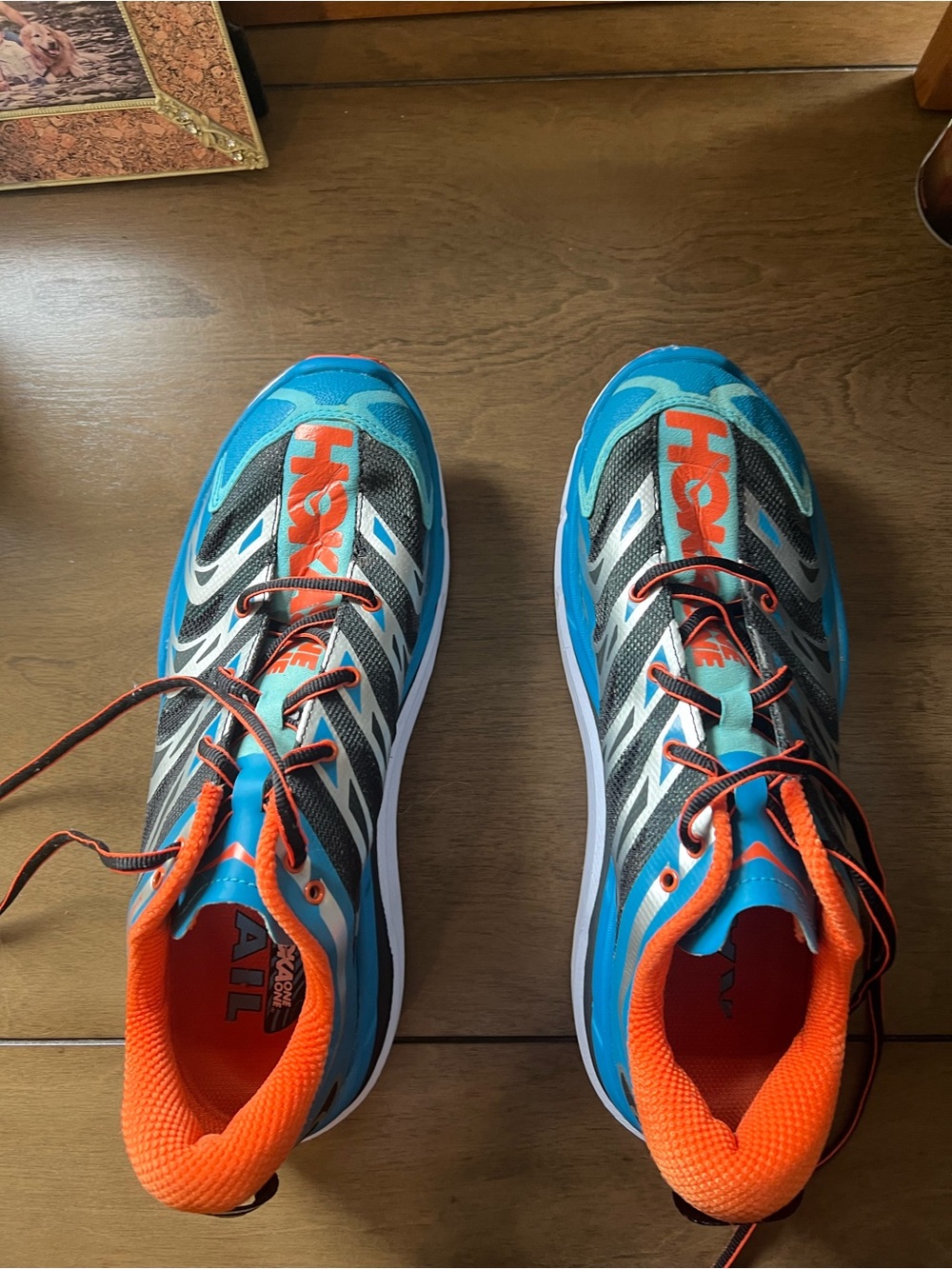 Hoka Men's Blue and Orange trail Running Shoes
